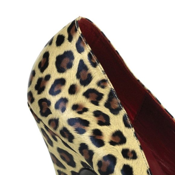Pinup Leopard Bow Platform High Heel Shoes - Picture 3 of 4
